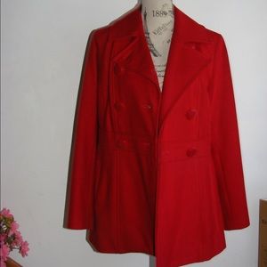 Maria red double breasted wool peacoat large